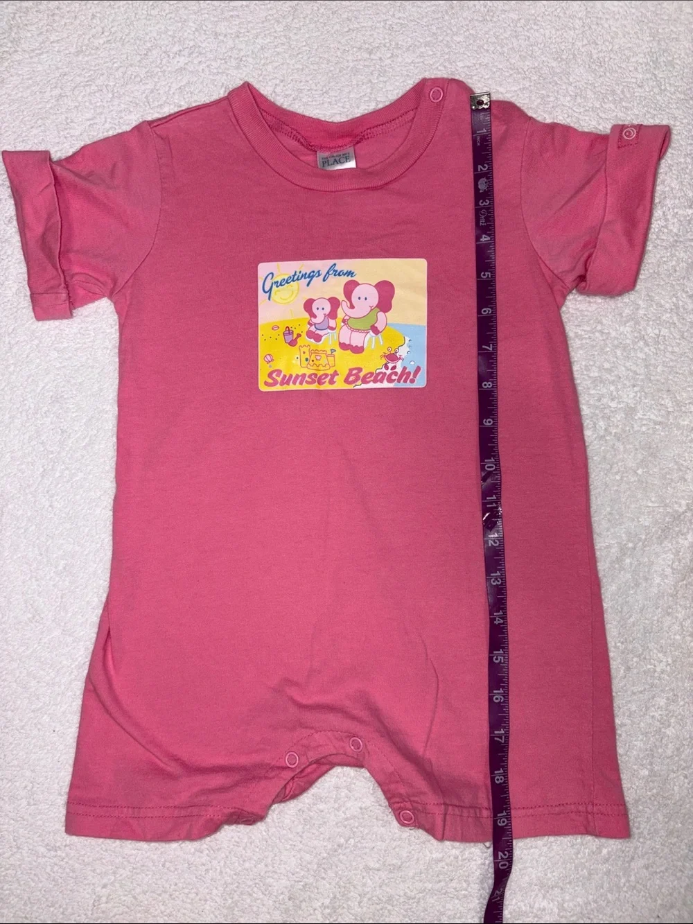 The Children's Place vtg Pink Sunset Beach Graphic One-Piece summer romper 24m